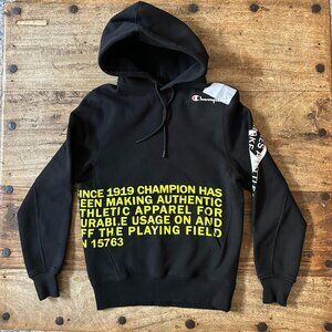 RARE Champion 1919 Men's Hoodie Pullover Thick Anniversary Black Graphic SMALL